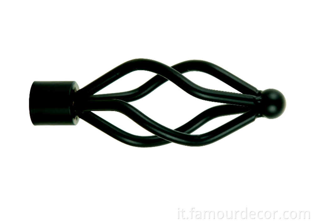 Black Long Twisted Cage Curtain Rod Head